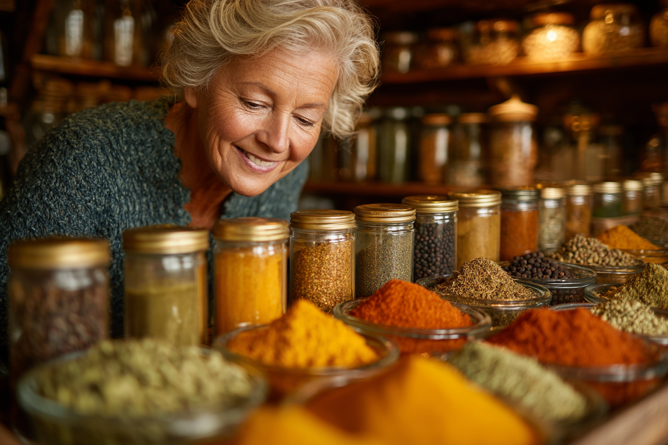 Persoană vârstnică într-o grădină naturală